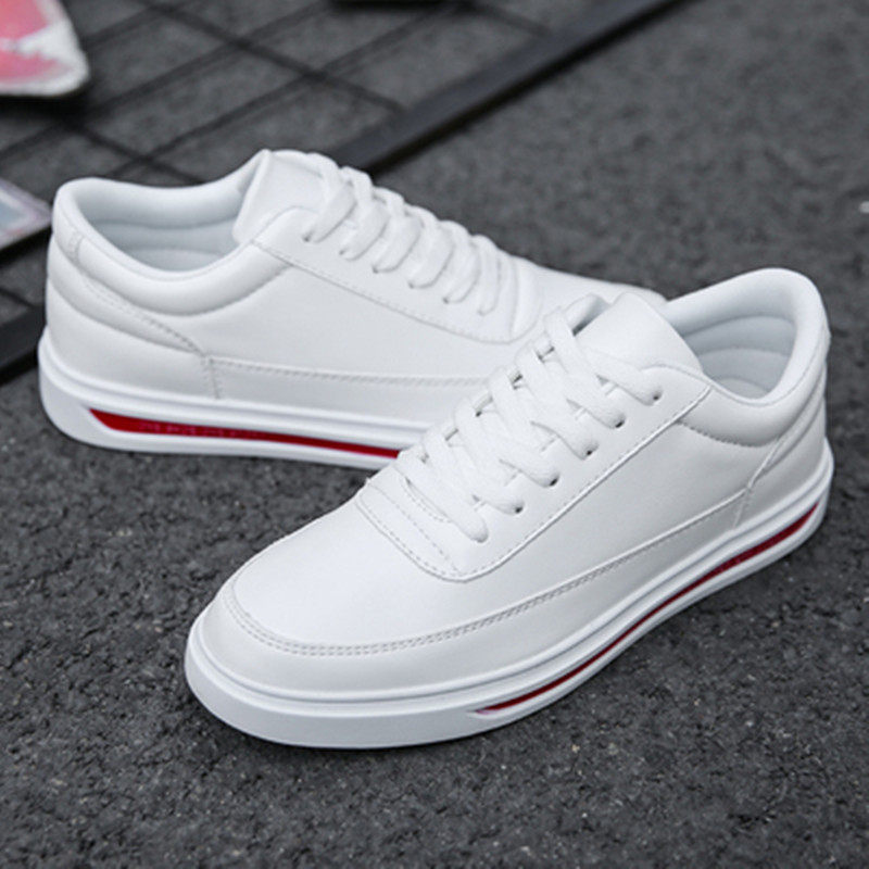 Thick-soled white shoes men's leather sports leisure breathable trendy white shoes for men