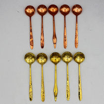 Pure copper thickened copper products copper tableware soup spoon rice spoon Western food spoon carved copper spoon long handle round spoon