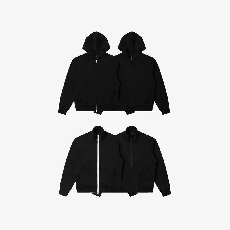 No Logo / Elite * Air Layer Smooth and Crisp Color-Blocked Stand-Up Collar Zip-Up Sweatshirt