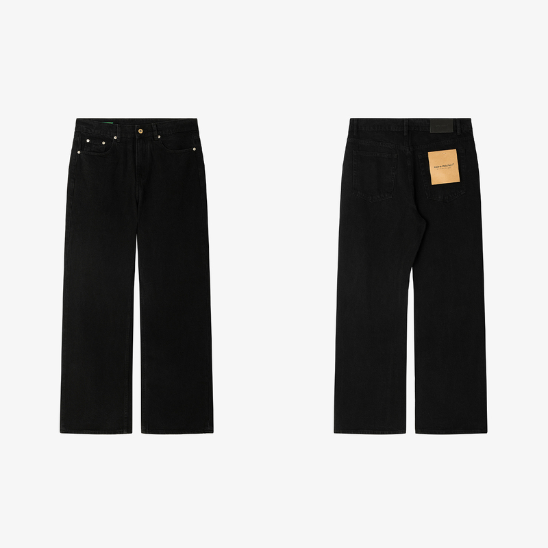 No Logo / 091C American Cone Washed Black Straight-Leg Loose Minimalist Commuter Jeans No Logo / 091C American Cone Washed Black Straight-Leg Loose Minimalist Commuter Jeans