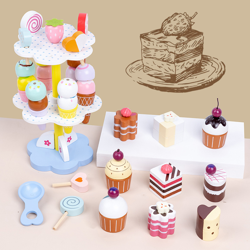 Girl's Birthday Gift, Ice Cream Cone, Wooden Pretend Kitchen, Play House, Cake Cutting Toy, 3-6 Years Old Girl's Birthday Gift, Ice Cream Cone, Wooden Pretend Kitchen, Play House, Cake Cutting Toy, 3-6 Years Old