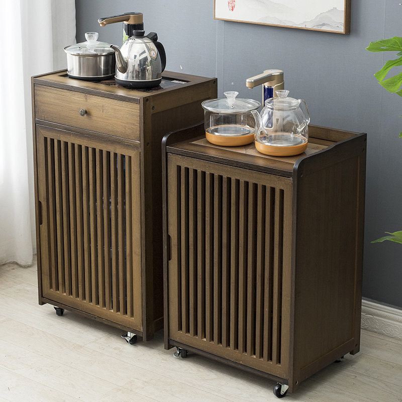 Small Tea Table Tea Table Side Cabinet Edge A Few Corner Tea Table Burning Water Integrated Tea Bar Machine Solid Wood Mobile Bucket Shelf Tea Water Cabinet