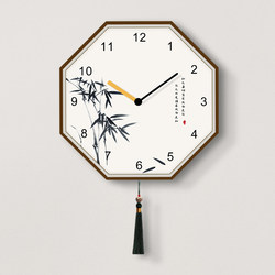New Chinese-Style Clock Wall Clock for Living Room 2024 New Model Decorative Clock Creative and Elegant Chinese Style Wall-Mounted Octagonal Clock