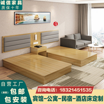 Hotel furniture standard room full set of custom hotel bed standard room bed guest room bed homestay apartment bed rental single double bed