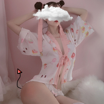 Produced by Liaohan: Sexy little cute pink fruit kimono Japanese soft cute girl pajamas skirt underwear role