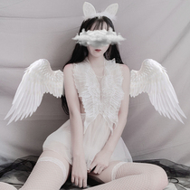 Produced by Liaohan: Angel Descending Sexy Wings Nightdress Lace Embroidery See-Through Mesh Sexy Pajamas
