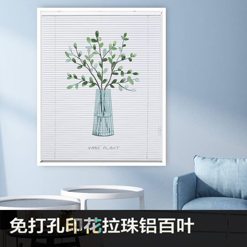 Kitchen venetian blinds shading free punching installation roll-pull household waterproof aluminum venetian blinds curtain shading