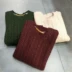 Áo len mẹ handmade mùa đông đơn giản Slim áo len ấm áp Đàn ông mỏng cổ tròn áo len đan áo len