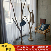 Pure solid wood clothes hat rack floor hanger bedroom clothes rack Home Easy single lever room Creative hanging hanger