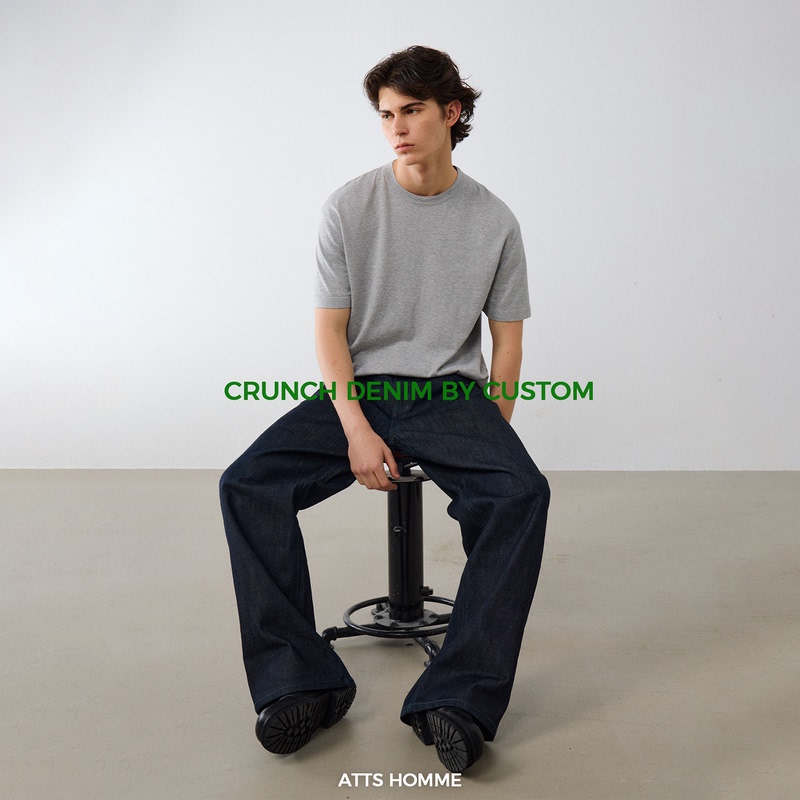 Atts Green Label Series Custom Woven Turquoise Midnight Blue Green Orange Selvedge Straight Leg Raw Denim Jeans
