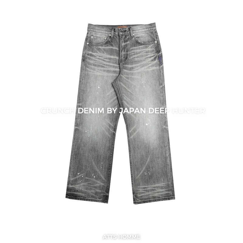 Atts Okayama Deer Hunter Series 6Th Anniversary Deer Bone Charcoal Black Japan Kaihara Sandblasted Washed Jeans