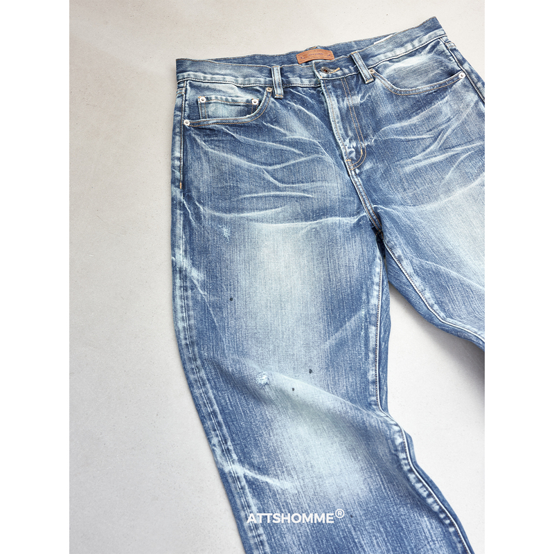 Atts Plain Cow King Series Drift Water/Linen Tie-Dye/Brushed Silver Feather Improved 550 Straight Blue Jeans Atts Plain Cow King Series Drift Water/Linen Tie-Dye/Brushed Silver Feather Improved 550 Straight Blue Jeans