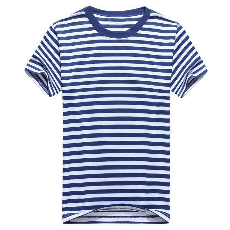 Sea Soul Shirt Short Sleeve Summer Men's Striped T-shirt Quick Dry Round Neck