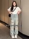 Plus-Size Distressed Ripped Jeans for Women, Summer, Slimming, Straight-Leg, Loose, Trendy, American Retro High Street Pants