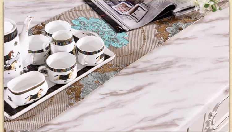 Bàn cà phê phong cách châu Âu mặt đá cẩm thạch phòng khách trang trí đơn giản gỗ rắn tủ TV kết hợp đá cẩm thạch đơn giản bộ bàn ghế châu Âu - Bàn trà bàn trà tròn mặt đá