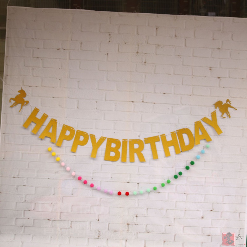 ALIEXPRESS Tongmingwei Glitter Happy birthday Unicorn La Flower La Flag Party