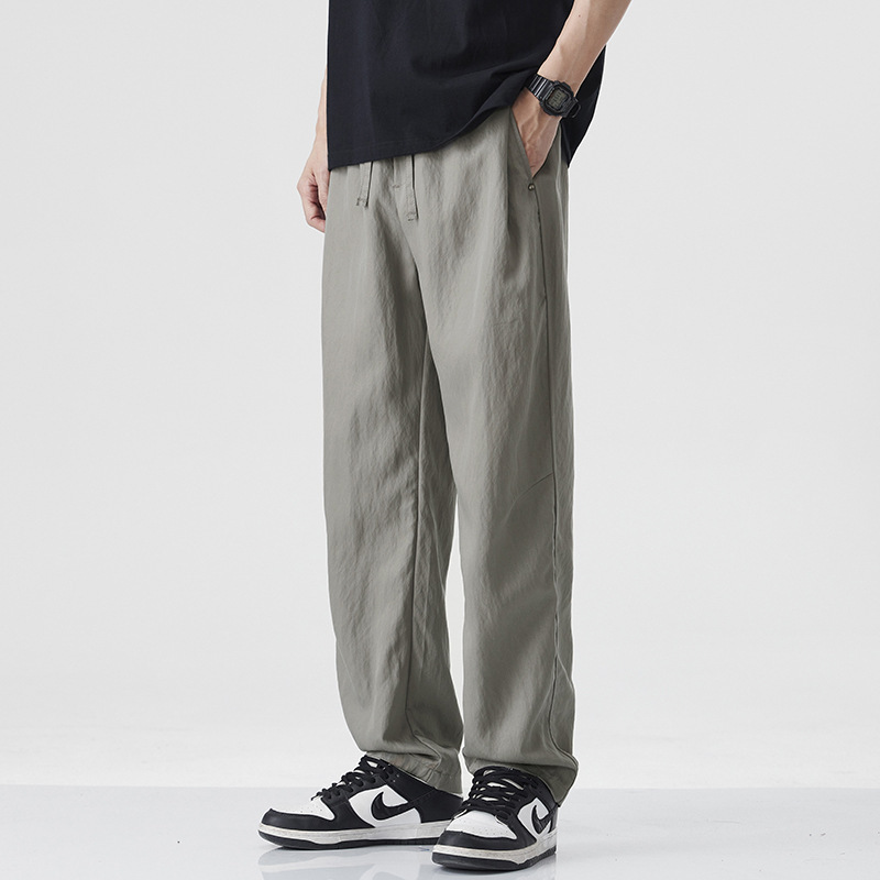 8126 Summer Mainly Recommend Lyocell Tencel American Loose Straight Casual Pants Men's Wide-Leg Japanese Style Retro Casual Pants