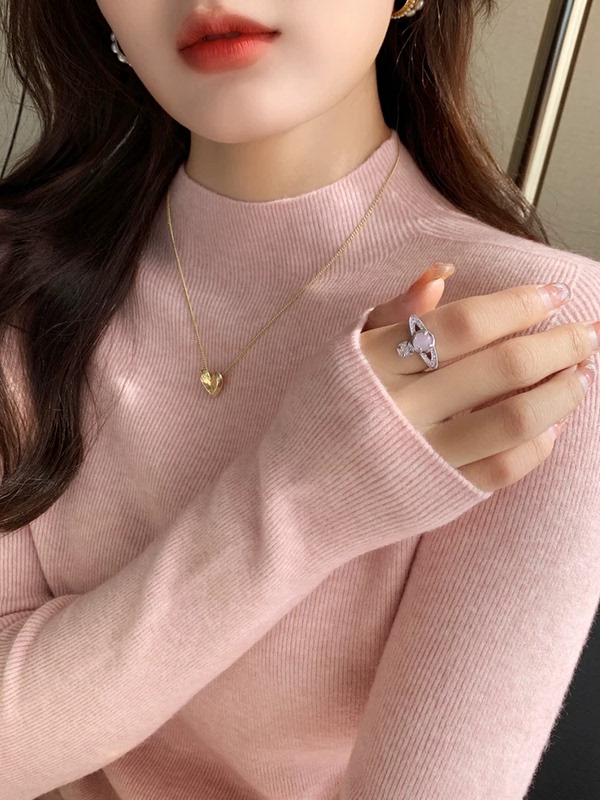 Pink Sweater for Women, 2026 Autumn and Winter New Style, Half-High Collar Base Shirt, Fashionable and Stylish Long-Sleeve Knit Top Pink Sweater for Women, 2026 Autumn and Winter New Style, Half-High Collar Base Shirt, Fashionable and Stylish Long-Sleeve Knit Top