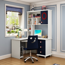 Corner desk bookshelf combination Student writing desk bookcase desk one simple modern computer desktop table Household
