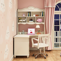 American corner desk bookshelf combination Computer desktop desk Home student writing desk bookcase desk one simple