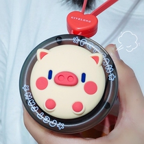 Piggy hanging neck Mini small fan children Handheld mute girls cute and portable small charging students