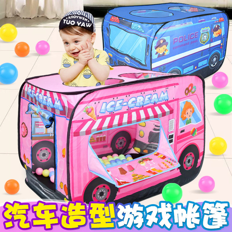 Children's indoor tent folding cute game house police car fire dessert car styling theme for home toys