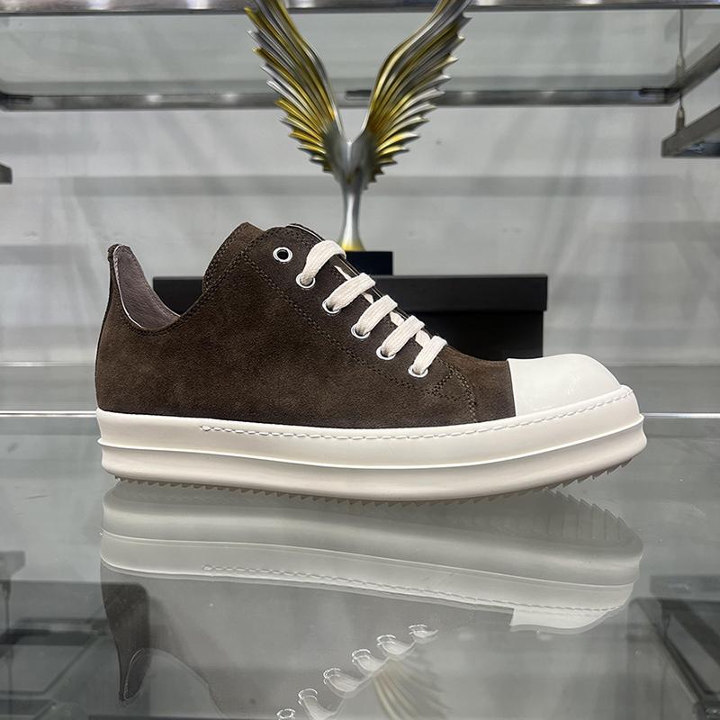 Элитная версия ro shoes, мужские повседневные кроссовки из воловьей кожи с глубоким вырезом и бархатом на толстой подошве увеличенного размера, темные уличные кроссовки большого размера, женские тренды Изображение 1