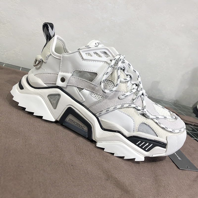 European station old shoes men's ins tide summer small ck thick bottom increased reflective leather breathable all-match casual shoes women