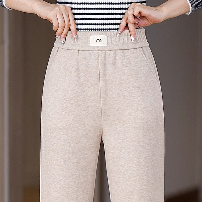 Spring and Autumn Woolen Narrow Wide-Leg Pants for Women, 2026 New High-Waisted Straight-Leg Casual Pants for Petite Women, Autumn and Winter Fleece-Lined