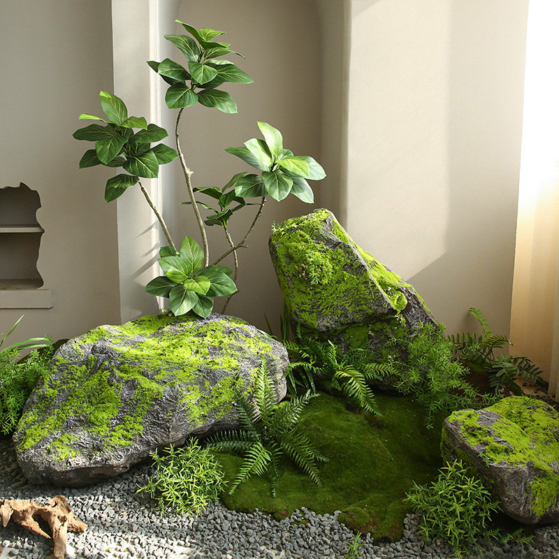 Simulated Moss Stone Landscaping Hotel B&B Decorative Ornaments Props Courtyard Fiberglass Rockery Simulated Stone Landscape