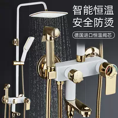 Black shower Bathroom shower set All copper rain shower mixed water valve Wall-mounted pressurized shower Hot and cold