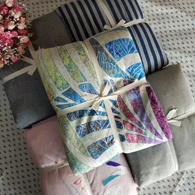 Tail single double knitted cotton four-piece solid color printed cotton good quilt cover soft solid color unprinted bed hat