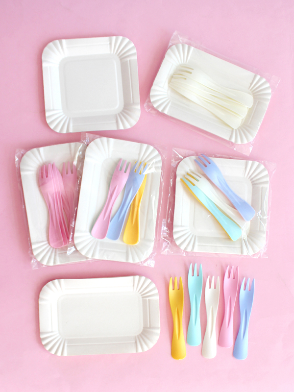 75 Sets of Kidsren's Colorfulful Birthday Cake Dinner Plates Disposable Plates Forks Paper Plates Party Serving Plates Outdoor Tableware