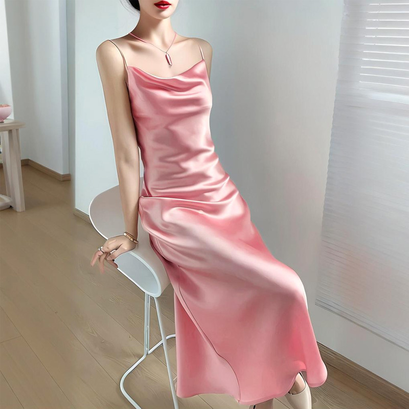 Gorgeous Pink! Heavy-Duty Imported Crystal Pink Triacetate Halter Neck Slip Dress for Women, Unique and Beautiful Pink Dress Gorgeous Pink! Heavy-Duty Imported Crystal Pink Triacetate Halter Neck Slip Dress for Women, Unique and Beautiful Pink Dress