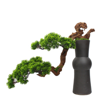 High-end new Chinese simulation welcome pine Cypress bonsai model room hotel potted porch Zen landscape ornaments