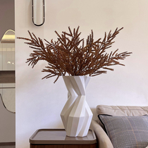 Light luxury minimalist modern simulation rice grass flower personality color white ceramic vase clubhouse model room flower arrangement
