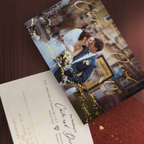 2023 wedding invitation thickened Hong Kong style wedding invitation wedding invitation ins style photo bronzing creative invitation customization