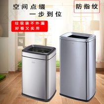 toilet handpaper barrel stainless steel large number square straight throw bin for household flame retardant double layer garbage basket without lid