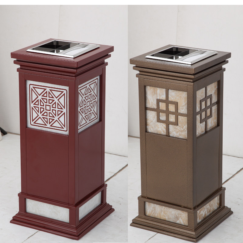 Indoor vertical ashtray KTV bar stainless steel trash can with ashtray shopping mall smoking area trash can