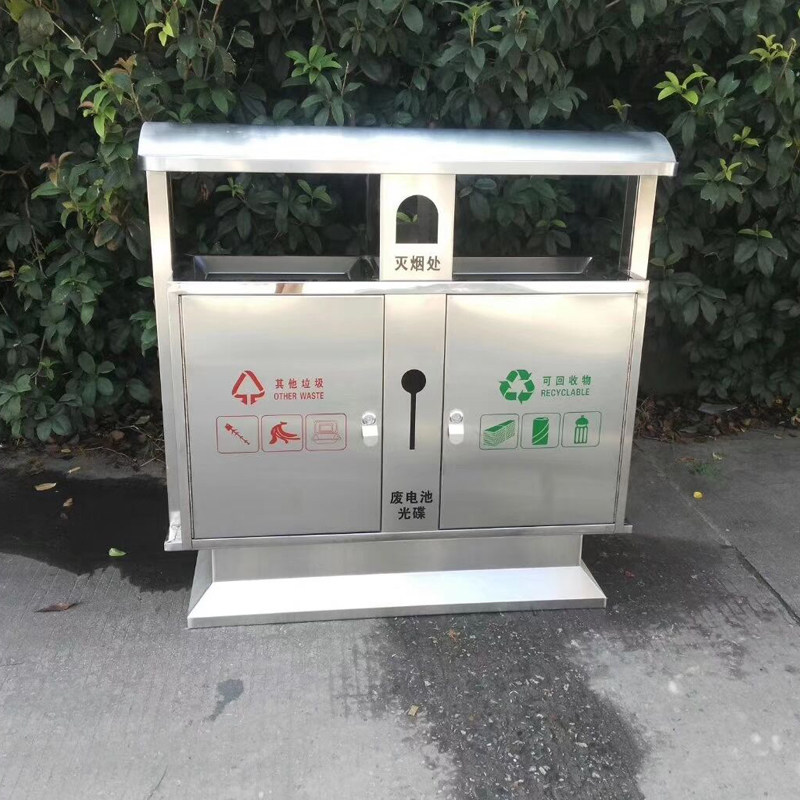 Stainless Steel Environmental Protection Classification Trash Can Sample House Display Center Wind Scenic Area Park Trash Sorting Barrel Industrial Trash Can Fruit Leather Case