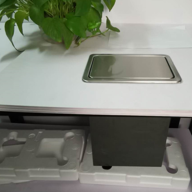 Hidden trash can hotel shopping mall stainless steel sink embedded square trash can lid kitchen embedded trash can