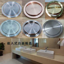 Countertop recessed square bin mall washroom with hidden large number decorated cover round clamshell