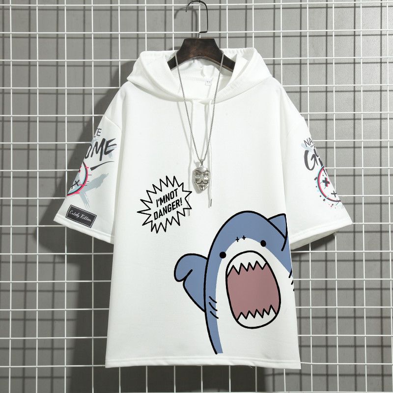 Hooded Short-Sleeved T-Shirt for Men, Summer Korean Style, Trendy, Versatile, Loose, Large Size, Youth Half-Sleeved Top, Hooded Sweatshirt Hooded Short-Sleeved T-Shirt for Men, Summer Korean Style, Trendy, Versatile, Loose, Large Size, Youth Half-Sleeved Top, Hooded Sweatshirt