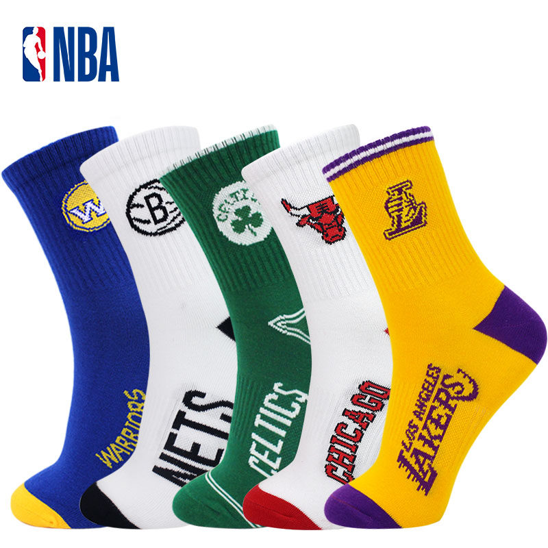 NBA Socks Men's Middle Tube Fall Breathable Leisure Sports Socks Fitness Running Basketball Socks Cotton Warriors Net Lakers