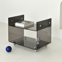 Mobile wheel acrylic bedside cabinet modern minimal bedroom locker holder frame sofa side side cabinet