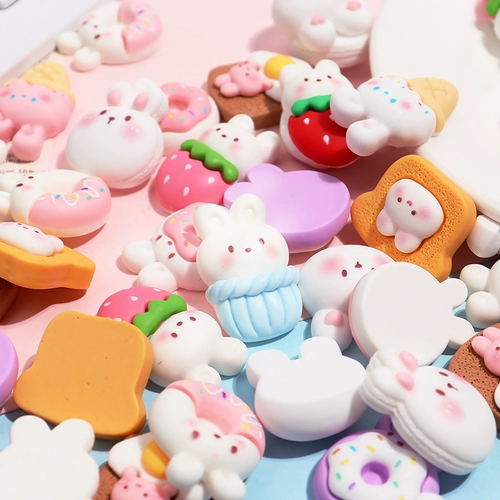 Мультяшный кролик, пончик, кремовый чехол для телефона, заколка для волос ручной работы, «сделай сам»