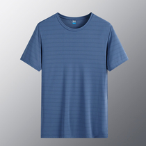 Dad short sleeve T-shirt 50-60 years old 70 summer round neck jacket male middle-aged and elderly ice silk shirt grandpa summer clothes