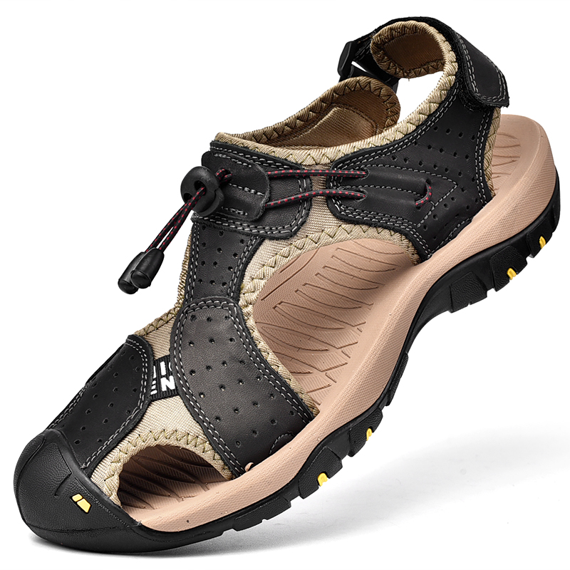 Clear Barn Handling Broken Code Pick Up Leak Special Genuine Leather Sandals Men's Baotou Outdoor Climbing Non-slip Thick Bottom Large Size Beach Shoes