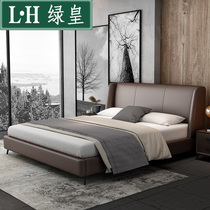 Nordic genuine leather bed 1 8 m solid wood small family type main sleeper soft bed 1 5 m willful extremely minimalist modern leather bed double bed
