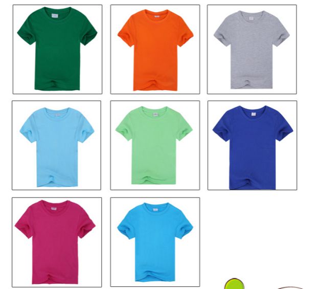 Trẻ em mặc cotton trẻ em ngắn tay t-shirt vòng cổ văn hóa quảng cáo áo sơ mi tùy chỉnh lớp mẫu giáo dịch vụ diy in logo